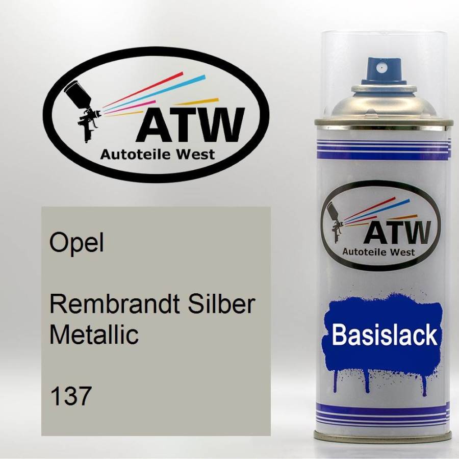 Opel, Rembrandt Silber Metallic, 137: 400ml Sprühdose, von ATW Autoteile West.